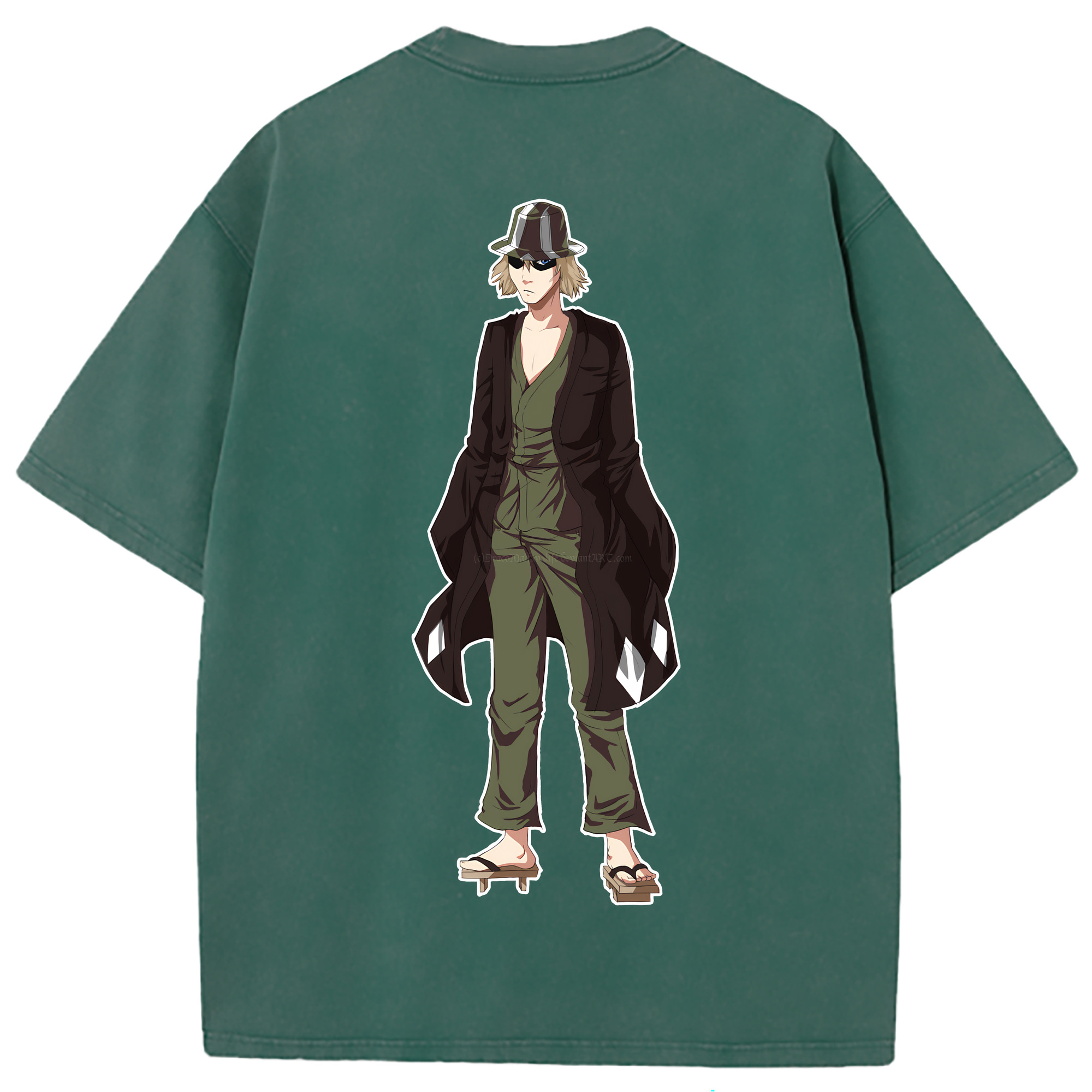 （画像用） "ブリーチ 浦原 喜助（うらはら きすけ） BLEACH Urahara Kisuke " 綿100% ヴィンテージ風 半袖Tシャツ（背面プリント）
